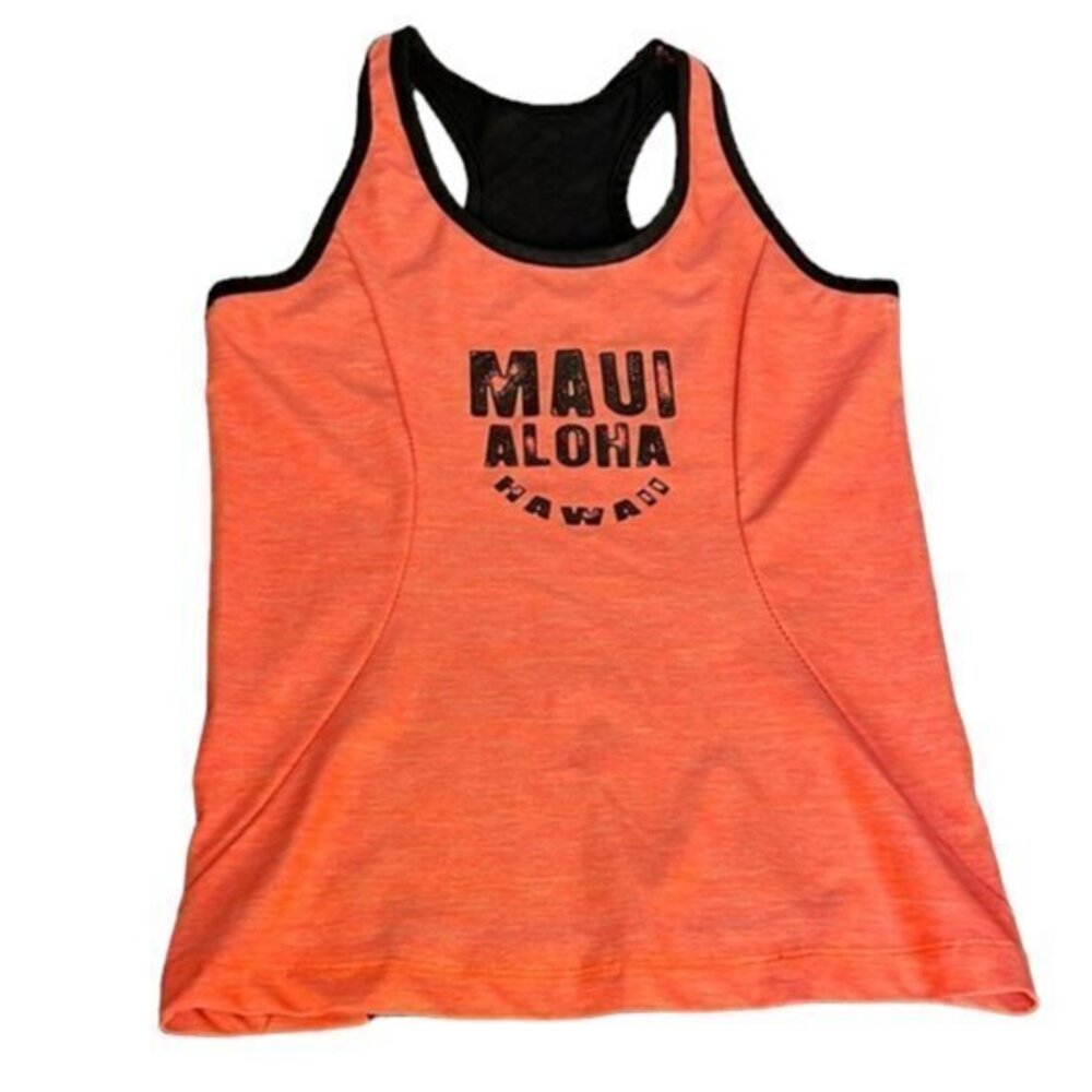 Women's Maui Aloha Hawaii Sports Racerback Pullover Tank Top Size SML EUC #6204
